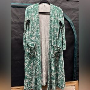 LuLaRoe Green Leaf Print Cardigan